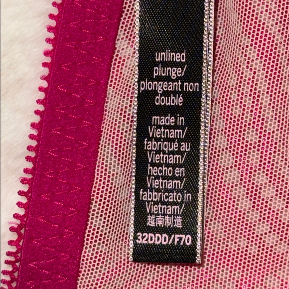 Victoria’s Secret Zebra Lace Unlined Plunge Bra Underwire Pink Women’s 32DDD 32F - Picture 12 of 12